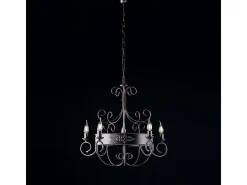 Lámpara de araña Baltimora en hierro lacado negro y óxido 5 luces 120 Ø60 BL183-5-RG