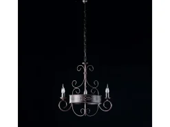 Lámpara de araña Baltimora en hierro lacado negro y óxido 3 luces 113 Ø54 BL183-3-RG
