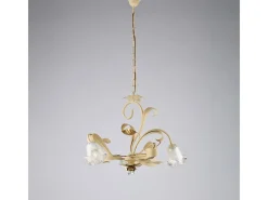 Lámpara de araña Basket en hierro lacado marfil decape 3 luces 104 Ø59 BL274-3-AV