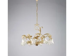 Lámpara de araña Basket en hierro lacado marfil decapado 8 luces 112 Ø85 BL274-8-AV