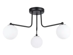Lámpara de araña Bealy minimalista de acero/vidrio - 3 fuentes luminosas 4000K - L.62 x A.29 cm - negro/blanco