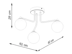 Lámpara de araña Bealy minimalista de acero/vidrio - 3 fuentes luminosas 4000K - L.62 x A.29 cm - blanco