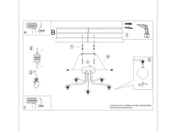 Lámpara de araña Bealy minimalista de acero/vidrio - 5 fuentes luminosas 4000K - L.58 x A.29 cm - blanco