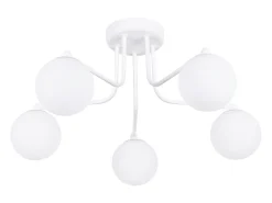 Lámpara de araña Bealy minimalista de acero/vidrio - 5 fuentes luminosas 4000K - L.58 x A.29 cm - blanco