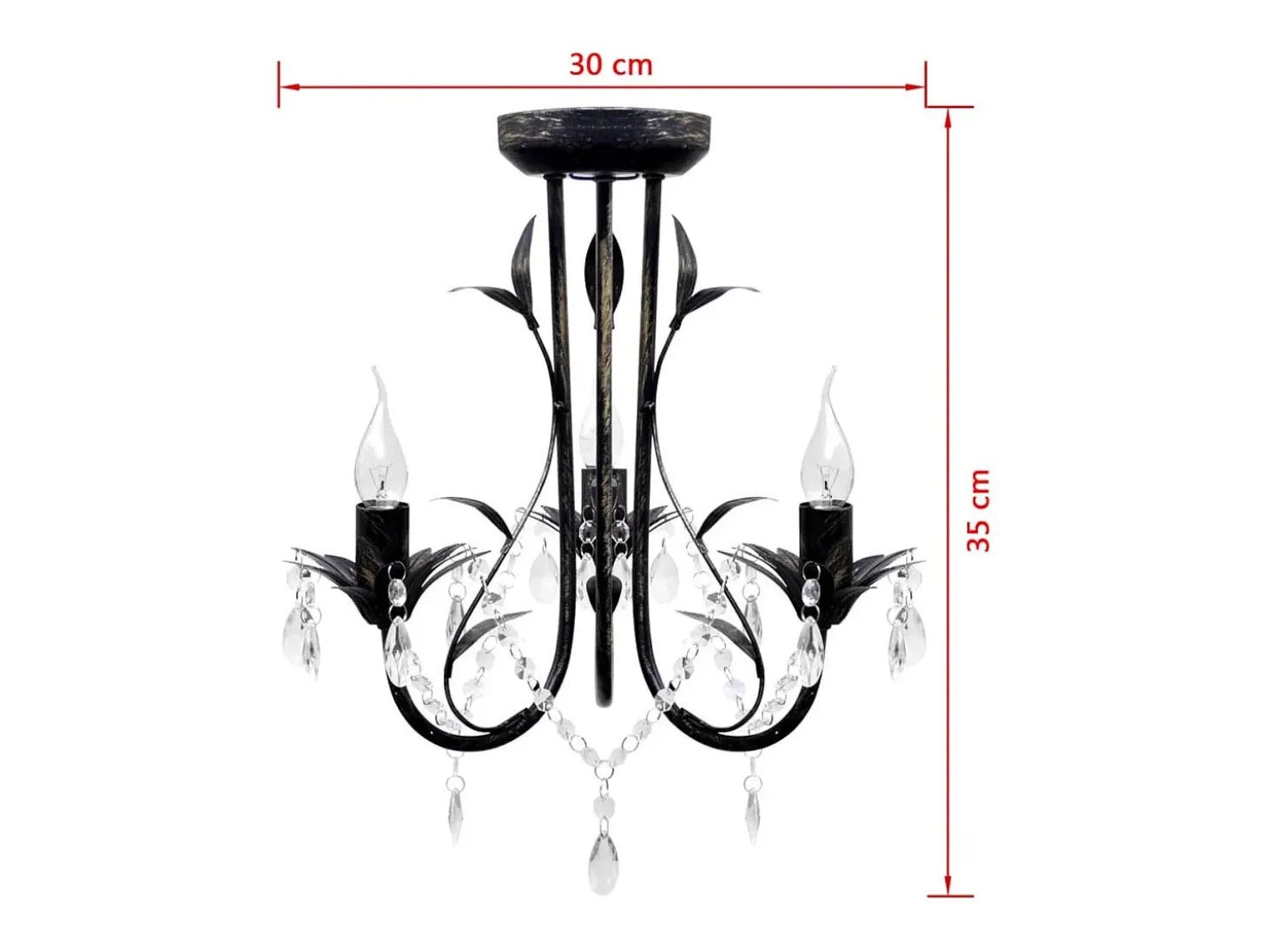 Lámpara de araña, candelabro negro estilo Art Nouveau, 3 x E14 ES239985