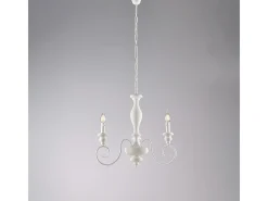 Lámpara de araña Cascina de madera y hierro lacado blanco shabby 3 luces 113 Ø44 BL265-3-BCO