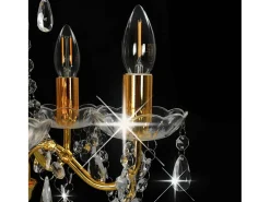Lámpara de araña con cuentas de cristal dorado redonda 5 x E14 ES917885