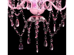 Lámpara de araña de cristal 5 bombillas rosa ES956463