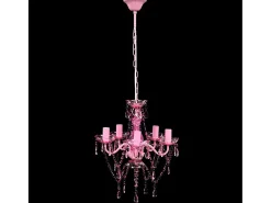 Lámpara de araña de cristal 5 bombillas rosa ES956463