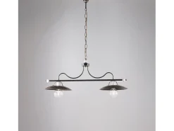 Lámpara de araña de hierro lacado en color marrón con decoración. Acabados en oro antiguo y blanco 2 luces L. 87 X 30 BL234-2-BR
