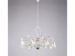 Lámpara de araña de hierro lacado blanco shabby chic, 8 luces, 112 cm, Ø85 cm, BL274-8-BCO