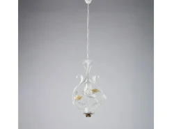 Lámpara de araña de hierro lacado en blanco shabby chic, 1 luz, 112 cm, Ø33 cm, BL274-1-BCO