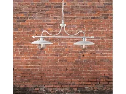 Lámpara de araña de hierro lacado en blanco con decoración. Plata antigua 2 luces L. 87 X 30 BL234-2-BA
