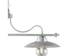 Lámpara de araña de hierro lacado en blanco con decoración. Plata antigua 2 luces L. 87 X 30 BL234-2-BA