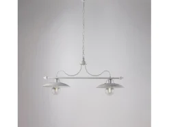 Lámpara de araña de hierro lacado en blanco con decoración. Plata antigua 2 luces L. 87 X 30 BL234-2-BA