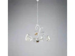 Lámpara de araña de hierro lacado blanco shabby con 3 luces, 104 cm, Ø59 cm, BL274-3-BCO