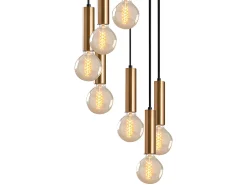 Lámpara de araña de metal de altura regulable - H. 40/136 cm - Oro - JOSETTE
