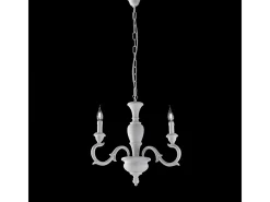 Lámpara de araña Fiorenza Shabby de madera blanca, 3 luces, 110 Ø43 BL172-3-BCO