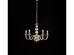 Lámpara de araña Franz en dorado con cristal transparente y pedrería 5 luces 110 Ø60 BL275-5-OR
