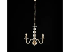 Lámpara de araña Franz en dorado con cristal transparente y pedrería 3 luces 110 Ø43 BL275-3-OR