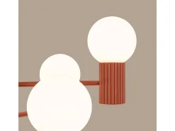 Lámpara De Araña Halo Moderno De Aluminio - 6 Fuentes Luminosas - L.64 X A.230 Cm - Ocre Rojo