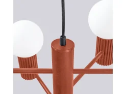 Lámpara De Araña Halo Moderno De Aluminio - 6 Fuentes Luminosas - L.64 X A.230 Cm - Ocre Rojo