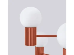 Lámpara De Araña Halo Moderno De Aluminio - 6 Fuentes Luminosas - L.64 X A.230 Cm - Ocre Rojo
