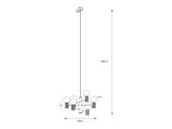Lámpara De Araña Halo Moderno De Aluminio - 6 Fuentes Luminosas - L.64 X A.230 Cm - Aterciopelado
