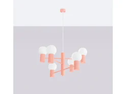 Lámpara De Araña Halo Moderno De Aluminio - 6 Fuentes Luminosas - L.64 X A.230 Cm - Aterciopelado