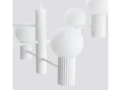 Lámpara De Araña Halo Moderno De Aluminio - 6 Fuentes Luminosas - L.64 X A.230 Cm - Blanco