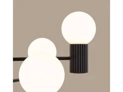 Lámpara De Araña Halo Moderno De Aluminio - 6 Fuentes Luminosas - L.64 X A.230 Cm - Negro