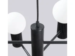 Lámpara De Araña Halo Moderno De Aluminio - 6 Fuentes Luminosas - L.64 X A.230 Cm - Negro