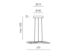 Lámpara de araña led moderna Yara 50W suspensión regulable 3000K luz cálida, diseño aros de aluminio blanco 67x120cm, 2400lm, LED integrado IP20