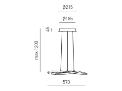 Lámpara de araña led moderna Yara 40W suspensión regulable 4000K luz cálida, diseño aros de aluminio blanco 57x120cm, 1900lm, LED integrado IP20