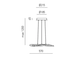 Lámpara de araña led moderna Yara 40W suspensión regulable 4000K luz cálida, diseño aros de aluminio blanco 57x120cm, 1900lm, LED integrado IP20