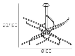 Lámpara de araña LED moderna Tornado, 88 W, 5950 lm, 1163/S100, color oro bruñido