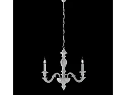 Lámpara de araña Leonardo Shabby de madera blanca, 3 luces, 117 cm, Ø43 cm, BL180-3-BCO
