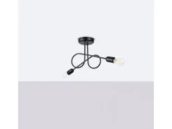 Lámpara De Araña Loop Minimalista De Acero - 2 Fuentes Luminosas - L.57 X A.25,5 Cm - Negro