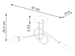 Lámpara De Araña Loop Minimalista De Acero - 2 Fuentes Luminosas - L.57 X A.25,5 Cm - Negro