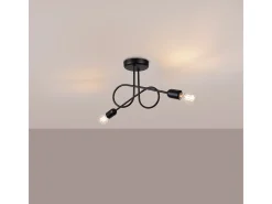 Lámpara De Araña Loop Minimalista De Acero - 2 Fuentes Luminosas - L.57 X A.25,5 Cm - Negro