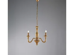 Lámpara de araña Lucca de madera dorada antigua, 3 luces, 108 Ø41 BL271-3-OR