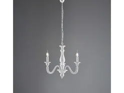 Lámpara de araña Lucca Shabby de madera blanca, 3 luces, 108 Ø41 BL271-3-BCO