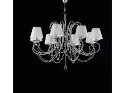 Lámpara de araña Magda de hierro cromado de 8 luces con pantallas 118 Ø78 BL146-8-CR-PAR