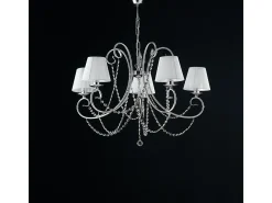 Lámpara de araña Magda de hierro cromado de 5 luces con pantallas 115 Ø72 BL146-5-CR-PAR