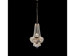 Lámpara de araña Mozart en hierro y latón dorado con pedrería 5 luces 130 Ø35 BL189-5-OR