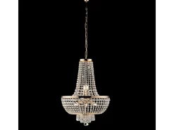 Lámpara de araña Mozart en hierro y latón dorado con pedrería 8 luces 134 Ø50 BL189-8-OR