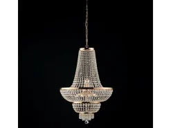 Lámpara de araña Mozart en hierro y latón dorado con pedrería 10 luces 155 Ø65 BL189-10-OR