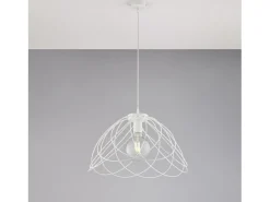Lámpara de araña Pagoda en hierro lacado en blanco con dec. Lámpara efecto shabby chic con cable eléctrico regulable 1 luz 132 Ø45 BL298-S1-BCO
