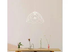Lámpara de araña Pagoda en hierro lacado en blanco con dec. Lámpara efecto shabby chic con cable eléctrico regulable 1 luz 132 Ø45 BL298-S1-BCO