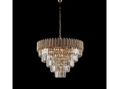 Lámpara de araña Ravel en hierro dorado con pedrería 9 luces 107 Ø62 BL268-9-OR